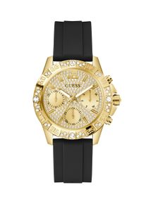 Multifunktionsuhr Guess "MAJESTY", schwarz, Armbanduhren, Damen, Multifunktionsuhr, Quarzuhr, Armbanduhr, Damenuhr, Silikonarmband, Datum