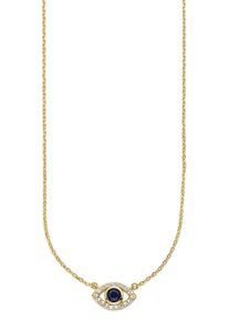 Kette mit Anh&auml;nger "Schmuck Geschenk Silberkette mit Anh&auml;nger Auge", blau (gelbgoldfarben, kristallwei&szlig;, blau), ANISTON JEWELRY & WATCHES, Halsketten, Damen, Silber 925 (Sterlingsilber), L: 50 B: 1,1mm, Kette mit Anh&auml;nger, mit Zirkonia (synth.), Spinell (synth.), B:1,1mm