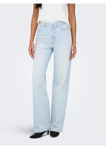 High-waist-Jeans Only "ONLJUICY HW WIDE LEG DOT114 DNM", Damen, Gr. 30, L&auml;nge 30, light blau bleached denim, Denim/Jeans, Obermaterial: 99% Baumwolle, 1% Elasthan, unifarben, lang, Jeans High-waist-Jeans