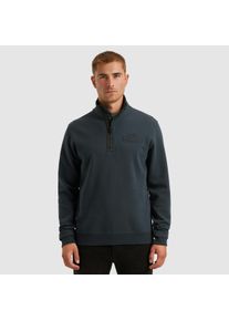 PME-Legend Sweater PME LEGEND, Herren, Gr. L, carbon, Sweatware, Obermaterial: 95% Baumwolle, 5% Elasthan, regular fit h&uuml;ftbedeckend, Rundhals, B&uuml;ndchen, Sweatshirts Sweater, mit Logo-Stickerei und Troyer-Kragen mit Rei&szlig;verschluss