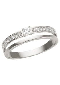 Fingerring Firetti "Schmuck Geschenk Gold 333 Damenring Goldring" Gr. 17, wei&szlig; (wei&szlig;goldfarben, kristallwei&szlig;), Fingerringe, Damen, 17, Wei&szlig;gold 333, 2mm, Fingerring, mit Zirkonia (synth.)