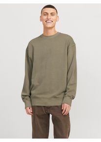 Jack & Jones Sweatshirt JACK & JONES "JJECHARGE FADED SWEAT CREW NECK NOOS", Herren, Gr. XS, silber (silber sage), angeraute Sweatware, Obermaterial: 100% Baumwolle, unifarben, loose fit taillenbedeckt, Rundhals, Rippb&uuml;ndchen, Sweatshirts Sweatshirt, mit Rippb&uuml;ndchen