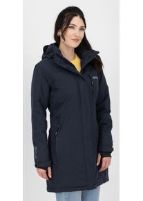 Winterjacke DEPROC Active "MONTREAL LONG WMN", Damen, Gr. 46 (L), blau (navy), 96% Polyester; 4% Elasthan, Windstopperb&uuml;ndchen mit Daumenl&ouml;chern,mit Schneefang,mit verstellbarem Klettverschluss, Jacken Winterjacke, auch in Gro&szlig;en Gr&ouml;&szlig;en erh&auml;ltlich