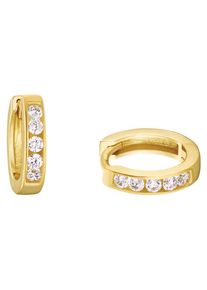 Paar Creolen Amor "2014167", gold (goldfarben,wei&szlig;, kristallwei&szlig;), Ohrringe, Damen, Gelbgold 375, Paar Creolen, Made in Germany - mit Zirkonia (synth.)