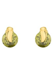 Paar Ohrstecker Amor "2013593", gold (gelbgoldfarben, gr&uuml;n, gr&uuml;n), Ohrringe, Damen, Gelbgold 375, Paar Ohrstecker, mit Zirkonia (synth.)