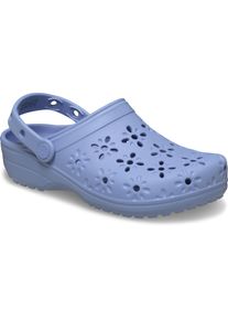 Clog Crocs "Classic Floral Cut Out Clog", Damen, Gr. 37, hellblau, blau haze, Croslite&trade;, gebl&uuml;mt, Schuhe Clog, Sandale, Sommerschuh, Loafer mit L&uuml;ftungs&ouml;ffnungen in Bl&uuml;tenstruktur