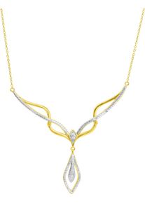 Kette mit Anh&auml;nger Firetti "Schmuck Geschenk Silber 925 Halsschmuck Halskette Statement Tropfen", silber (gelbgoldfarben, silberfarben), Halsketten, Damen, 0,08, Diamanten Silber 925 (Sterlingsilber), L: 47 B: 1,1mm, Diamanten, Silber 925 (Sterlingsilber), Kette mit Anh&auml;nger, mit Diamanten, B:1,1mm