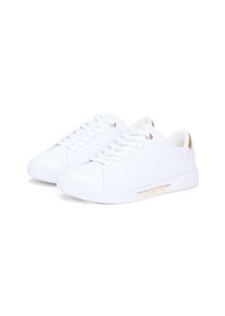 Plateausneaker Tommy Hilfiger "ESSENTIAL CHIC COURT SNEAKER", Damen, Gr. 36, wei&szlig;, Leder, Schuhe Plateausneaker, Freizeitschuh, Halbschuh, Schn&uuml;rschuh, Logo-Applikation im Plateau