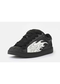Sneaker Buffalo "LIBERTY", Damen, Gr. 40, schwarz, wei&szlig;, Lederimitat, kontrastfarbene Details, Schuhe Sneaker, Freizeitschuh, Schn&uuml;rschuh, Halbschuh mit trendigem Flammenmotiv