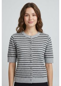 Strickjacke Only "ONLCHESTER LIFE SS STRIPE CARDI CC KNT", Herren, Gr. M, light grau melange stripes:schwarz, silber button, Strick, Obermaterial: 52% Polyester, 36% Polyacryl, 10% Wolle, 2% Elasthan, gestreift, regular fit normal, Rundhals, Strickjacken Strickjacke