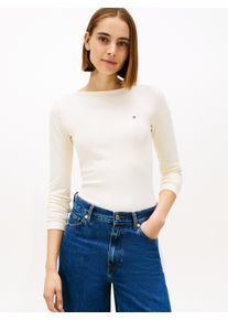 Langarmshirt Tommy Hilfiger "SLIM 5X2 RIB BOAT-NK LS mit U-Boot Ausschnitt und Rippstruktur", Damen, Gr. XXL (44), calico, Single Jersey, Obermaterial: 95% Viskose, 5% Elasthan, unifarben, figurbetont normal, U-Boot-Ausschnitt, Shirts Langarmshirt, unifarben, casual, slim fit, Viskosemix, U-Boot-Ausschnitt