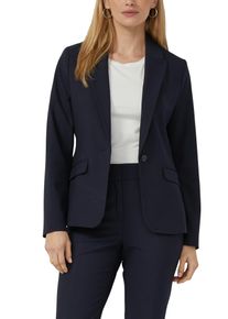 Jackenblazer s.Oliver BLACK LABEL, Damen, Gr. 46, navy, Web, Obermaterial: 62% Polyester, 33% Viskose, 5% Elasthan. Futter: 100% Polyester, unifarben, tailliert h&uuml;ftbedeckend, V-Ausschnitt, Blazer Jackenblazer, mit 1-Knopf-Verschluss und Viskose-Stretch