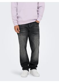 Only & Sons Straight-Jeans ONLY & SONS "ONSEDGE PERFORMANCE LB 3816 DOT DNM NOOS", Herren, Gr. 32, L&auml;nge 32, washed schwarz, Denim/Jeans, Obermaterial: 99% Baumwolle, 1% Elasthan, Abriebeffekte, straight fit lang, Jeans Straight-Jeans