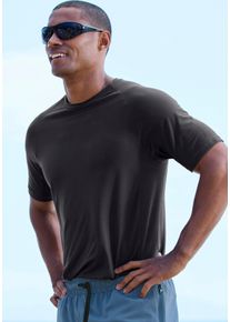 Funktionsshirt AUTHENTIC LE JOGGER, Herren, Gr. S (44/46), schwarz, Trikot, Obermaterial: 88% Polyester, 12% Elasthan, unifarben, figurbetont h&uuml;ftlang, Rundhals, Raglan&auml;rmel normaler Saum, Shirts Funktionsshirt, mit Rundhalsausschnitt und seitlichen Mesh-Einsatz