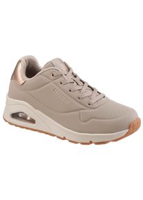 Sneaker Skechers "UNO GOLDEN AIR", Damen, Gr. 41, grau (taupe), Lederimitat, Schuhe Sneaker, Freizeitschuh, Halbschuh, Schn&uuml;rschuh mit Metallic-Einsatz