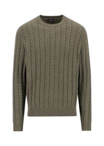 Strickpullover Fynch-Hatton, Herren, Gr. L, schwarz khaki, Strick, Obermaterial: 65% Baumwolle, 35% Wolle, unifarben, normal h&uuml;ftbedeckend, Rundhals, Strickb&uuml;ndchen, Pullover Strickpullover, mit Zopfmuster und Wolle