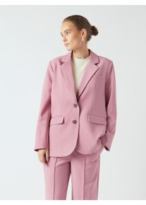 Longblazer Y.A.S "YASREEMAJ LS BLAZER NOOS", Damen, Gr. 40, lilas, Web, Obermaterial: 77% Polyester, 19% Viskose, 4% Elasthan, unifarben, oversize, V-Ausschnitt, Blazer Longblazer