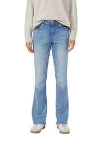 Schlagjeans s.Oliver, Damen, Gr. 46, L&auml;nge 30, blau used, Denim/Jeans, Obermaterial: 85% Baumwolle, 14% Polyester, 1% Elasthan, unifarben, ausgestellt lang, Jeans Schlagjeans, im 5-Pocket-Stil und mit Stretch