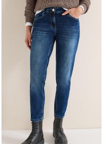 Slim-fit-Jeans Cecil "Style Scarlett", Damen, Gr. 29, L&auml;nge 32, mid blau wash, Denim/Jeans, Obermaterial: 78% Baumwolle, 20% Polyester, 2% Elasthan. Futter: 52% Polyester, 48% Baumwolle, unifarben, slim fit lang, Jeans Slim-fit-Jeans, mit Stretch