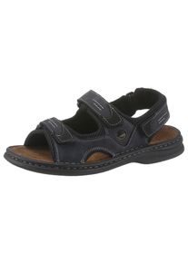 Sandale Josef Seibel "FRANKLYN", Herren, Gr. 49, blau (navy, schwarz), Nubukleder, Textil, Schuhe Sandale, Sommerschuh, Klettschuh, Freizeitsandale, mit Kontrastn&auml;hten