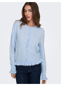 Jacqueline de Yong Strickjacke JDY "JDYLETTY L/S ON FRILL CARDIGAN KNT NOOS", Herren, Gr. XS, cashmere blau detail:melange, Strick, Obermaterial: 64% Polyacryl, 36% Polyester, meliert, regular fit normal, Rundhals, Strickjacken Strickjacke