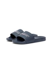 Pantolette Tommy Hilfiger "Tommy Hilfiger RAISED POOL SLIDE", Herren, Gr. 45, dunkelblau, Synthetik, Schuhe Pantolette, Sommerschuh, Badeschuh, Haussschuh mit Logoschriftzug