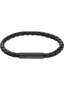 Armband Calvin Klein "VELOCITY", schwarz, Armb&auml;nder, Herren, 19,5cm, Edelstahl Leder, Edelstahl, Leder, Armband