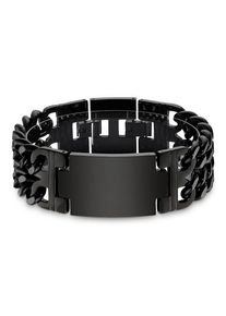 Edelstahlarmband Bruno Banani "Schmuck Geschenk breites Armband mit Platte", schwarz, Armb&auml;nder, Damen, 21cm, Edelstahl, Edelstahlarmband