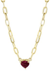 Kette mit Anh&auml;nger Firetti "Schmuck Geschenk Silber 925 Halsschmuck Halskette Ankerkette Herz", gold (gelbgoldfarben, rot), Halsketten, Damen, Silber 925 (Sterlingsilber), L: 45 B: 3mm, Kette mit Anh&auml;nger, mit Rubin, B:3mm