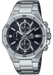 Chronograph CASIO EDIFICE, silber (schwarz, silberfarben), Armbanduhren, Herren, Chronograph, Quarzuhr, Armbanduhr,Herrenuhr, Edelstahlarmband,bis 10bar wasserdicht