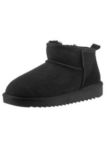 Winterboots Ara "ALASKA Short", Damen, Gr. 37, schwarz (schwarz short), Lammfell, Veloursleder, unifarben, Schuhe Winterboots, Schlupfboots, Snowboots, Winterboots mit Anziehlasche
