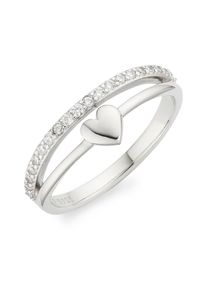 Fingerring "Schmuck Geschenk Silbering mit Herzchen" Gr. 56, silberfarben, kristallwei&szlig;, ANISTON JEWELRY & WATCHES, Fingerringe, Damen, 56, Silber 925 (Sterlingsilber), 1,5mm, Fingerring, mit Zirkonia (synth.)
