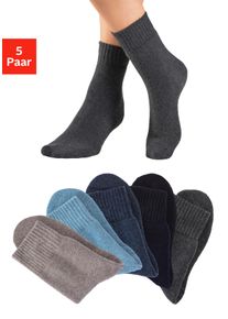 Basicsocken Lavana, Damen, Gr. 43-46, 1x anthrazit meliert, 1x marine, 1x dunkel jeans meliert, 1x hell jeans meliert, 1x beige meliert, Baumwollmischung, elastisch, Socken Basicsocken, Thermosocken mit Vollfrottee