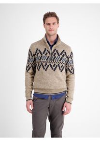 Troyer Lerros, Herren, Gr. L, tender beige melange, Strick, Obermaterial: 60% Baumwolle, 40% Polyacryl, meliert, regular fit normal, ohne Ausschnitt, Rippb&uuml;ndchen, Pullover Troyer, mit Norweger Muster