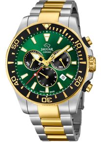 Chronograph Jaguar, silber (silberfarben, goldfarben, gr&uuml;n), Armbanduhren, Herren, Chronograph, Armbanduhr, Quarzuhr, Herrenuhr, Saphirglas, Stoppfunktion, Swiss Made