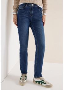 Slim-fit-Jeans Cecil "Style Vicky", Damen, Gr. 26, L&auml;nge 30, mid blau wash, Denim/Jeans, Obermaterial: 97% Baumwolle, 3% Elasthan. Futter: 52% Polyester, 48% Baumwolle, unifarben, slim fit lang, Jeans Slim-fit-Jeans, mit Stretch