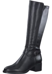 Stiefel Tamaris, Damen, Gr. 42, XS-Schaft, schwarz, Leder, Lederimitat, unifarben, Schuhe Stiefel, XS-Schaft mit Stretch, schmale Form