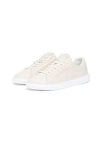 Plateausneaker Tommy Hilfiger "ICON COURT LIGHT WEIGHT SHINNY", Damen, Gr. 36, beige, Leder, Lederimitat, Schuhe Plateausneaker, Freizeitschuh, Halbschuh, Schn&uuml;rer mit TH-Logo - klein ausfallend