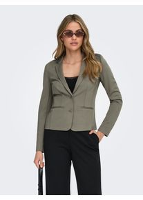 Jerseyblazer Only "ONLPOPTRASH &ndash; 2-Knopf Blazer mit taillierter Silhouette", Damen, Gr. XS, smokey olive, Milano Rib, Obermaterial: 63% Viskose, 32% Nylon, 5% Elasthan, unifarben, regular fit h&uuml;ftlang, Blazer Jerseyblazer, regular fit, Milano Rib, Materialmix, Reverskragen, unifarben