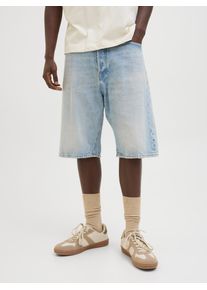 Jack & Jones Shorts JACK & JONES, Herren, Gr. XS, N-Gr, blau (blau denim), Denim/Jeans, Obermaterial: 100% Baumwolle, Abriebeffekte, relaxed fit kniebedeckend, Hosen Shorts