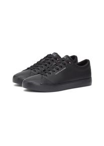 Sneaker Tommy Hilfiger "TH HI VULC CORE LOW LTH II ESS", Herren, Gr. 46, schwarz, Lederimitat, Schuhe Sneaker, Freizeitschuh, Halbschuh, Schn&uuml;rer in schmaler Form