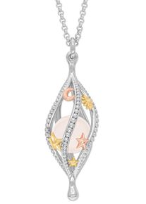 Kette mit Anh&auml;nger Engelsrufer "You are my universe", rosa (silberfarben, gelbgoldfarben, ros&eacute;goldfarben, rosa), Halsketten, Damen, Silber 925 (Sterlingsilber), L: 60, Kette mit Anh&auml;nger, mit Rosenquarz