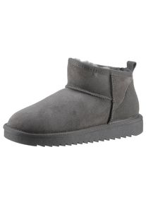 Winterboots Ara "ALASKA Short", Damen, Gr. 38, grau (light, grau hellgrau short), Lammfell, Veloursleder, unifarben, Schuhe Winterboots, Schlupfboots, Snowboots, Winterboots mit Anziehlasche