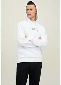 Jack & Jones Kapuzensweatshirt JACK & JONES "JPRBLUARCHIE SWEAT HOOD NOOS", Herren, Gr. XS, wei&szlig;, angeraute Sweatware, Obermaterial: 70% Baumwolle, 30% Polyester, bedruckt, normal h&uuml;ftlang, Rundhals, Sweatshirts Kapuzensweatshirt