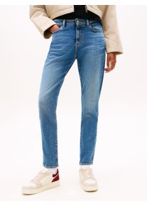 Slim-fit-Jeans Tommy Jeans "TJLUCY MR SLIM", Damen, Gr. 32, L&auml;nge 30, denim medium, Denim/Jeans, Obermaterial: 99% Baumwolle, 1% Elasthan, unifarben, slim fit kn&ouml;chellang, Jeans Slim-fit-Jeans