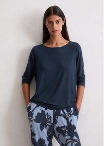 Marc O'Polo Longsleeve MARC O'POLO "Mix N Match Cotton Modal", Damen, Gr. S, blau (dunkelblau), Jersey, Obermaterial: 92% Modal, 8% Elasthan, h&uuml;ftbedeckend, Rundhals, Shirts Longsleeve, mit Rundhalsausschnitt, lang&auml;rmelig, lockere Passform, Regular Fit