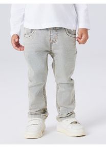 Schlupfjeans name it "NMMRYAN SLIM SWE JEANS 2472-TH NOOS", Jungen, Gr. 110, N-Gr, vintage light blau denim, Denim/Jeans, Obermaterial: 70% Baumwolle, 27% Polyester, 3% Elasthan, unifarben, regular fit lang, Jeans Schlupfjeans, im Jogging Style