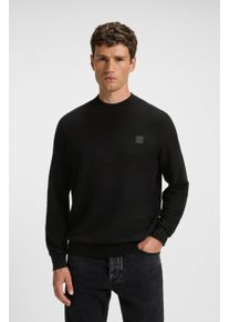 Strickpullover BOSS Orange "Anion", Herren, Gr. S, schwarz (schwarz001), Strick, Obermaterial: 95% Baumwolle, 5% Kaschmir, unifarben, regular fit normal, Rundhals, eingesetzt B&uuml;ndchen, Pullover Strickpullover, Rundhalsausschnitt, Regular Fit, BOSS-Label