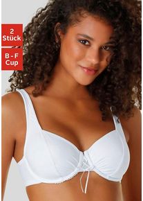 Dekollet&eacute;-BH Petite Fleur, Damen, Gr. 80, Cup B, schwarz-wei&szlig; (wei&szlig;, schwarz), Microtouch, Obermaterial: 82% Polyamid (TACTEL), 18% Elasthan (LYCRA), BHs Dekollet&eacute;-BH, mit B&uuml;gel und sch&ouml;nen Raffungen im Cup, Dessous