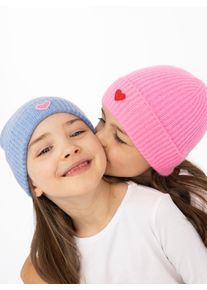 Beanie Zwillingsherz "Heart-Patch", Baby, bubblegum, Strick, Obermaterial: 100% Kaschmir, M&uuml;tzen Beanie, Kids-Kaschmir M&uuml;tze mit Herzpatch